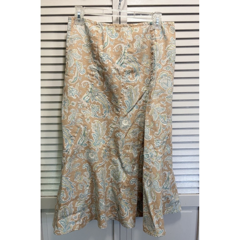 Annex Casual Corner Paisley Pencil/Flare‎ Soft Denim Maxi Skirt Sz 6P Zip